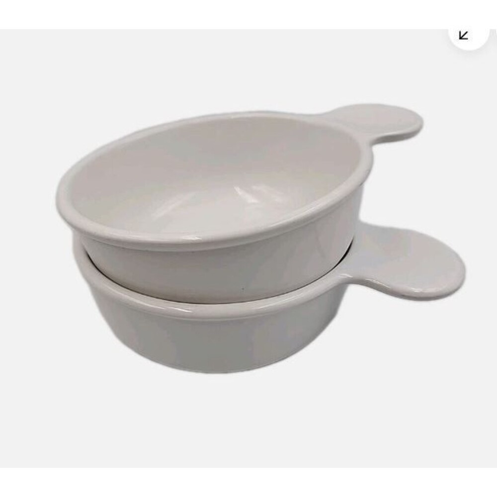 Set of 2 Corningware Grab It White P-150-B Handled bowls Pyroceram